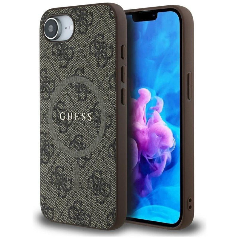 Guess 4G Ring Classic Logo MagSafe – „iPhone 16e“ dėklas (rudas)
