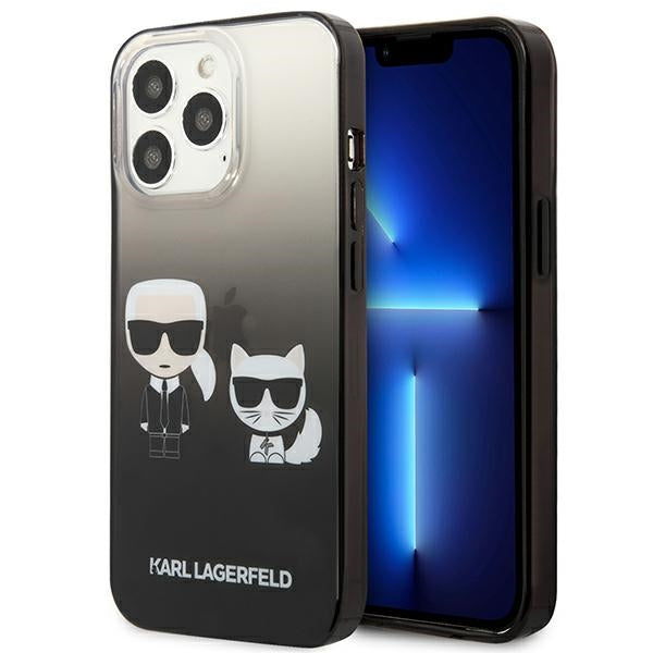 Karl Lagerfeld Gradient Ikonik Karl & Choupette – dėklas, skirtas „iPhone 13 Pro“ (juodas)