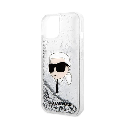 Karl Lagerfeld Liquid Glitter NFT Karl's Head – dėklas, skirtas iPhone 14 Plus (sidabrinis)