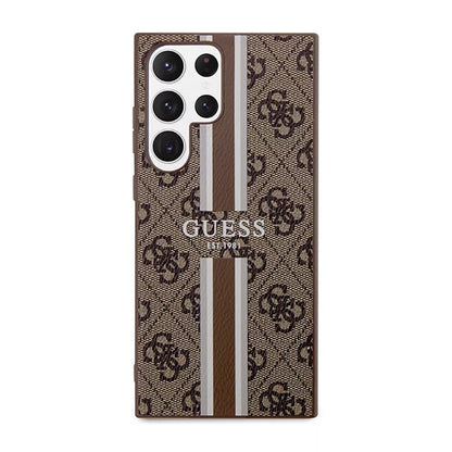 Guess 4G Printed Stripe – dėklas Samsung Galaxy S23 Ultra (rudas)