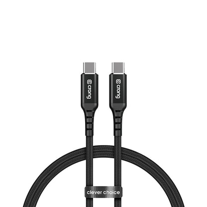 Crong Armor Link – USB-C prie USB-C 60W pintas kabelis, Power Delivery greitas įkrovimas, 150 cm (juodas)