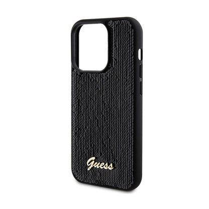 Guess Sequin Script Metal - dėklas skirtas iPhone 13 Pro Max (juoda)