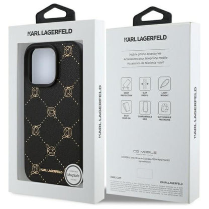 Karl Lagerfeld MagSafe Karlo galva – dėklas, skirtas iPhone 16 Pro Max (juodas)