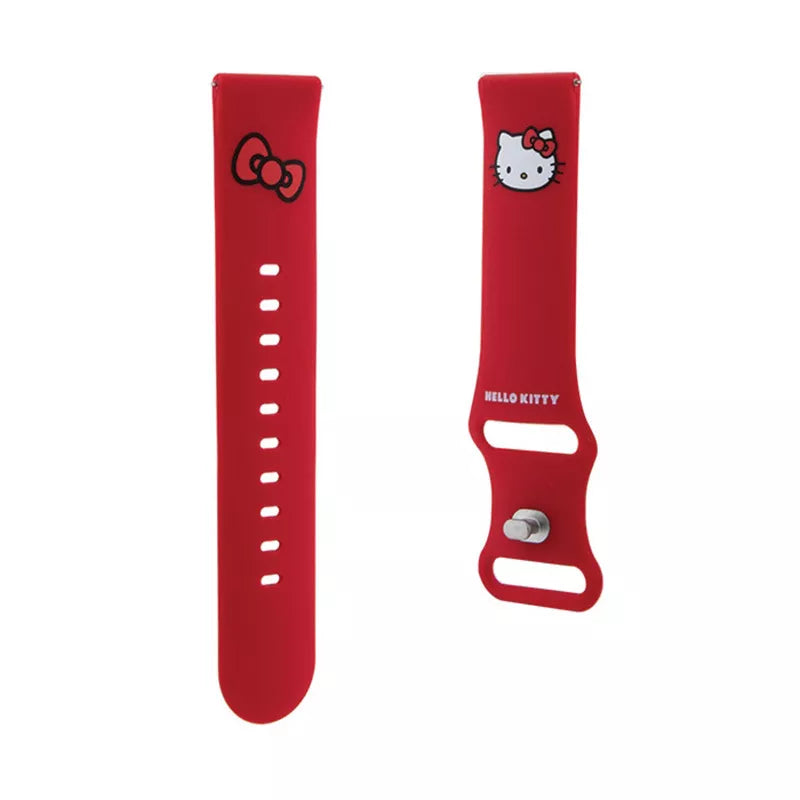 Hello Kitty silikoninė kačiuko galvutė – universalus dirželis išmaniajam laikrodžiui 22 mm (raudonas)