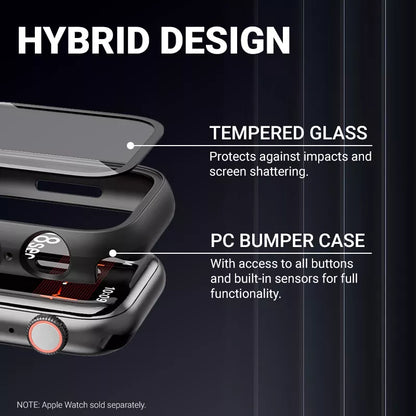 Crong Hybrid Watch Case – dėklas su Apple Watch 41 mm stiklu (Starlight)