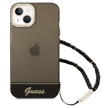 Guess Translucent Pearl Strap – dėklas skirtas „iPhone 14 Plus“ (juodas)