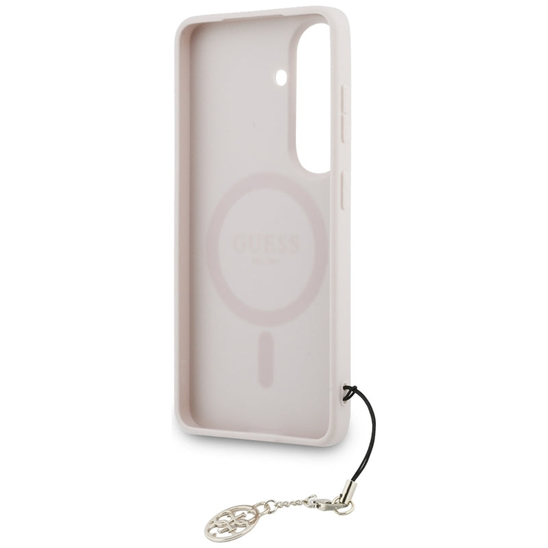 Guess 4G Classic Logo Charm MagSafe - Samsung Galaxy S26 dėklas (Rožinė)