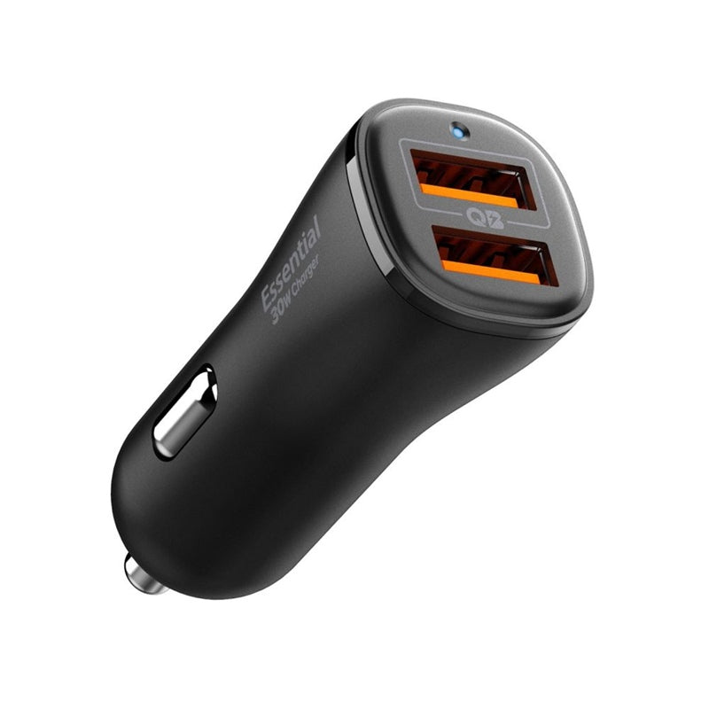 Spigen Essential EV302 – automobilinis įkroviklis 2x USB-A 30W (juodas)