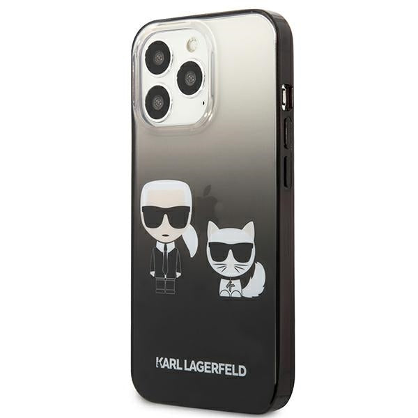 Karl Lagerfeld Gradient Ikonik Karl & Choupette – dėklas, skirtas „iPhone 13 Pro“ (juodas)
