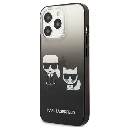 Karl Lagerfeld Gradient Ikonik Karl & Choupette – dėklas, skirtas „iPhone 13 Pro“ (juodas)