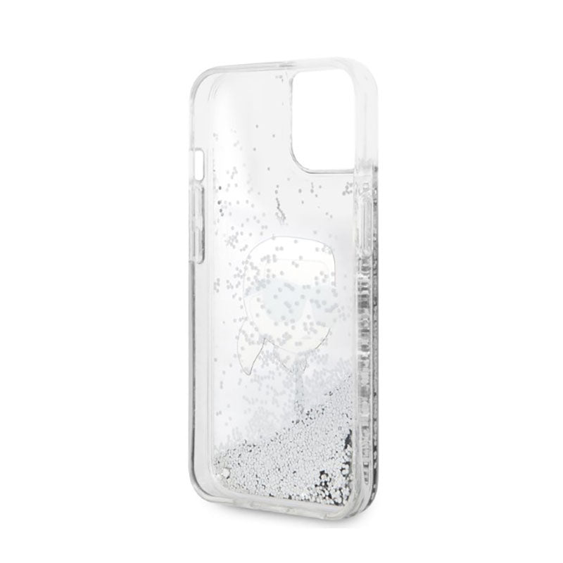 Karl Lagerfeld Liquid Glitter NFT Karl's Head – dėklas, skirtas iPhone 14 Plus (sidabrinis)
