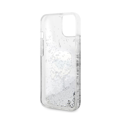 Karl Lagerfeld Liquid Glitter NFT Karl's Head – dėklas, skirtas iPhone 14 Plus (sidabrinis)