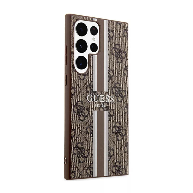 Guess 4G Printed Stripe – dėklas Samsung Galaxy S23 Ultra (rudas)