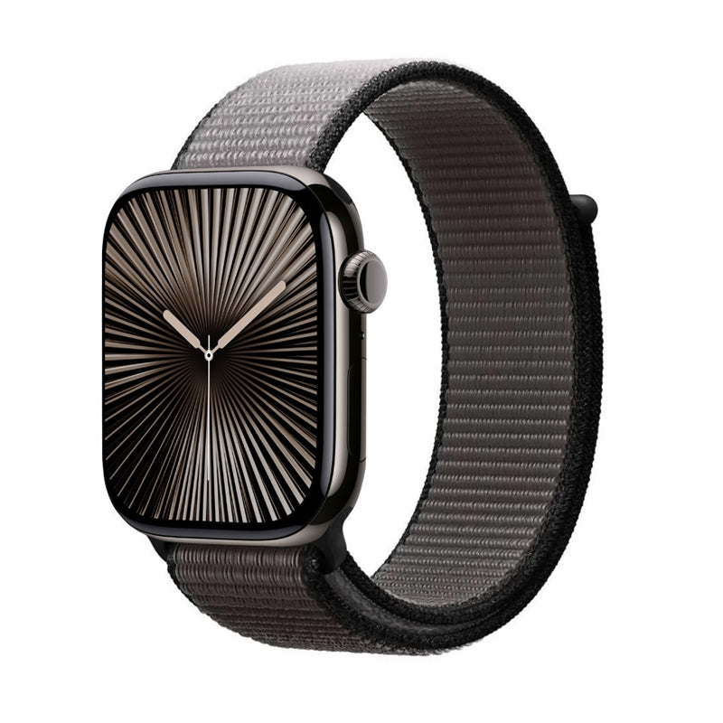 Crong Nylon - sportinė apyrankė, skirta „Apple Watch“ 44/45/46/49 mm (naktinė pilka)