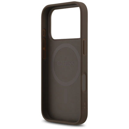 Guess 4G Spausdintos Juostelės MagSafe dėklas iPhone 17 Pro (rudas)