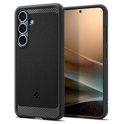 Spigen Rugged Armor Mag MagSafe – „Samsung Galaxy S25“ dėklas (matinė juoda)