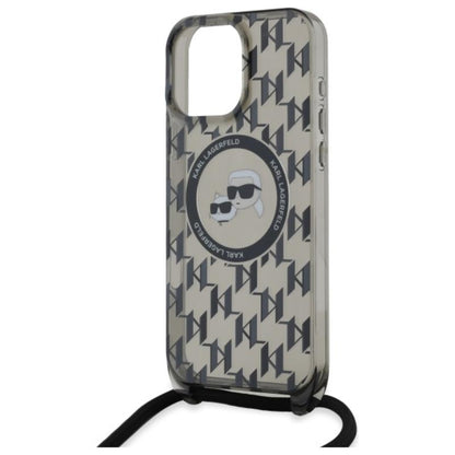 Karl Lagerfeld IML Crossbody Monogram Karl & Choupette Head MagSafe – dėklas iPhone 16 Pro (juodas)