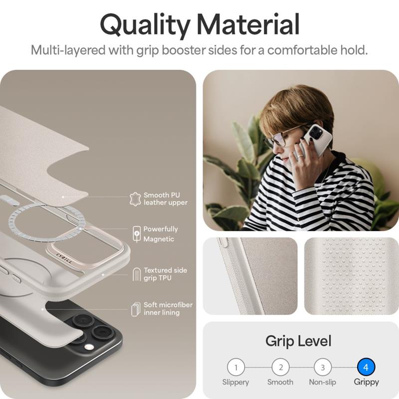 Spigen Cyrill Kajuk Mag MagSafe – „iPhone 16 Pro Max“ dėklas (krem)