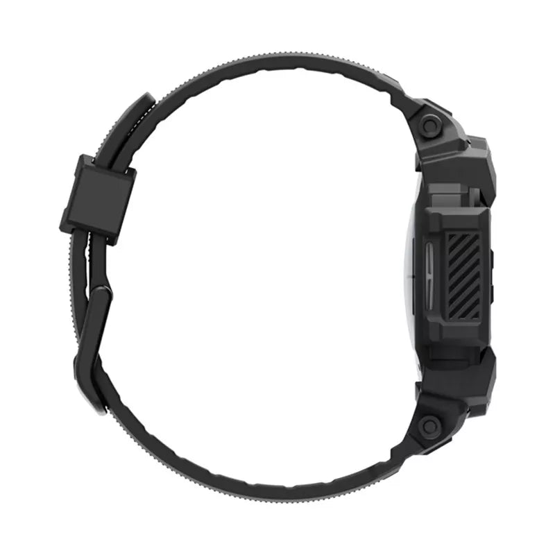 Spigen Rugged Armor Pro – dirželis + dėklas, skirtas „Samsung Galaxy Watch 7 40 mm“ (matinis juodas)