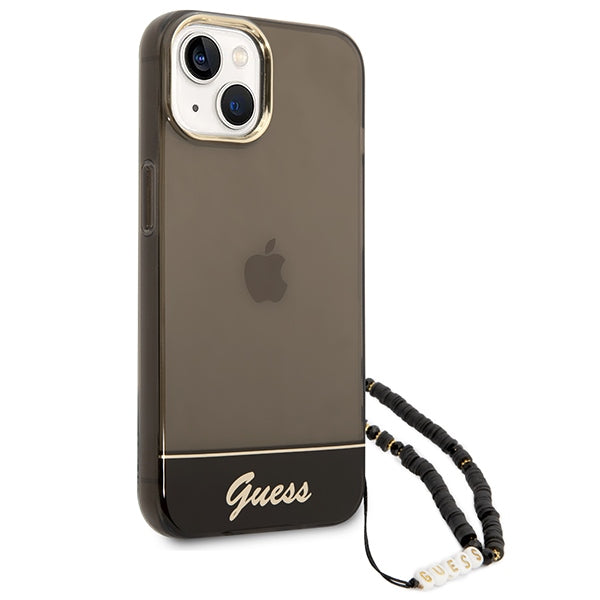 Guess Translucent Pearl Strap – dėklas skirtas „iPhone 14 Plus“ (juodas)