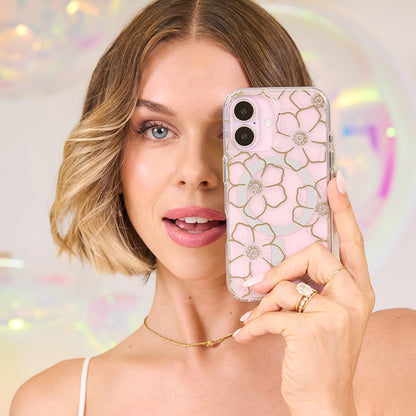 Case-Mate Floral Gems MagSafe – dėklas iPhone 16 Plus (auksinis)