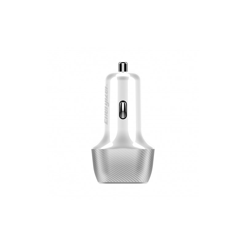 Energizer Ultimate - USB-C ir USB-A 38W PD + QC3.0 automobilinis įkroviklis (baltas / sidabrinis)
