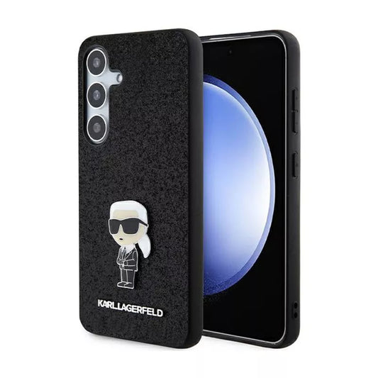 Karl Lagerfeld Fixed Glitter Ikonik Logo Metal Pin - Samsung Galaxy S24+ dėklas (juodas)
