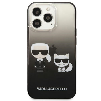 Karl Lagerfeld Gradient Ikonik Karl & Choupette – dėklas, skirtas „iPhone 13 Pro“ (juodas)