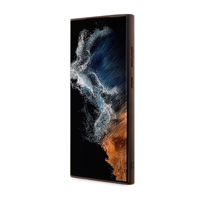 Guess 4G Printed Stripe – dėklas Samsung Galaxy S23 Ultra (rudas)