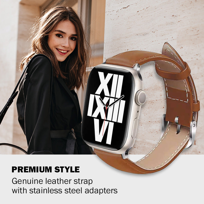 Crong Noble apyrankė – natūralios odos dirželis, skirtas „Apple Watch“ 44/45/46/49 mm (Mokka)
