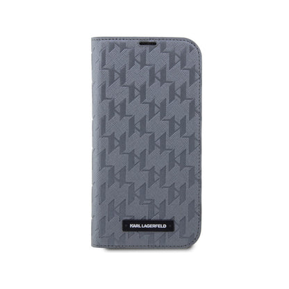 Karl Lagerfeld Booktype Saffiano Monogram – dėklas, skirtas iPhone 14 (pilkas)