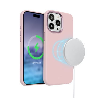 Crong Color Cover LUX Magnetic - „iPhone 15 Pro“ dėklas su MagSafe (rožinis)
