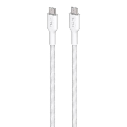 PURO Fabric - Itvarus pintas USB-C–USB-C kabelis 1,2 m (baltas)