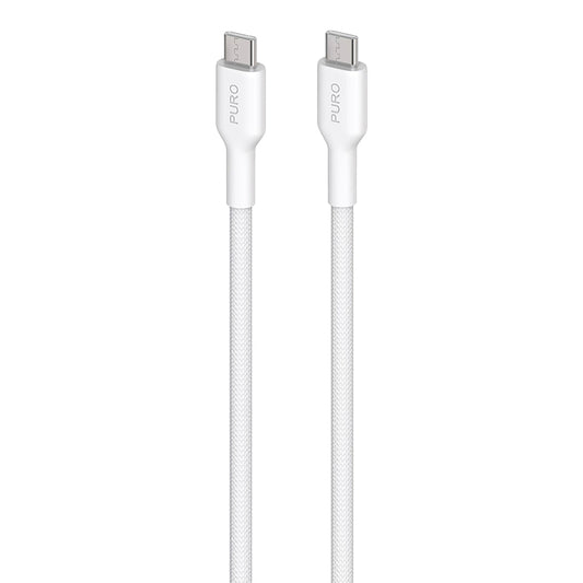 PURO Fabric - Itvarus pintas USB-C–USB-C kabelis 1,2 m (baltas)