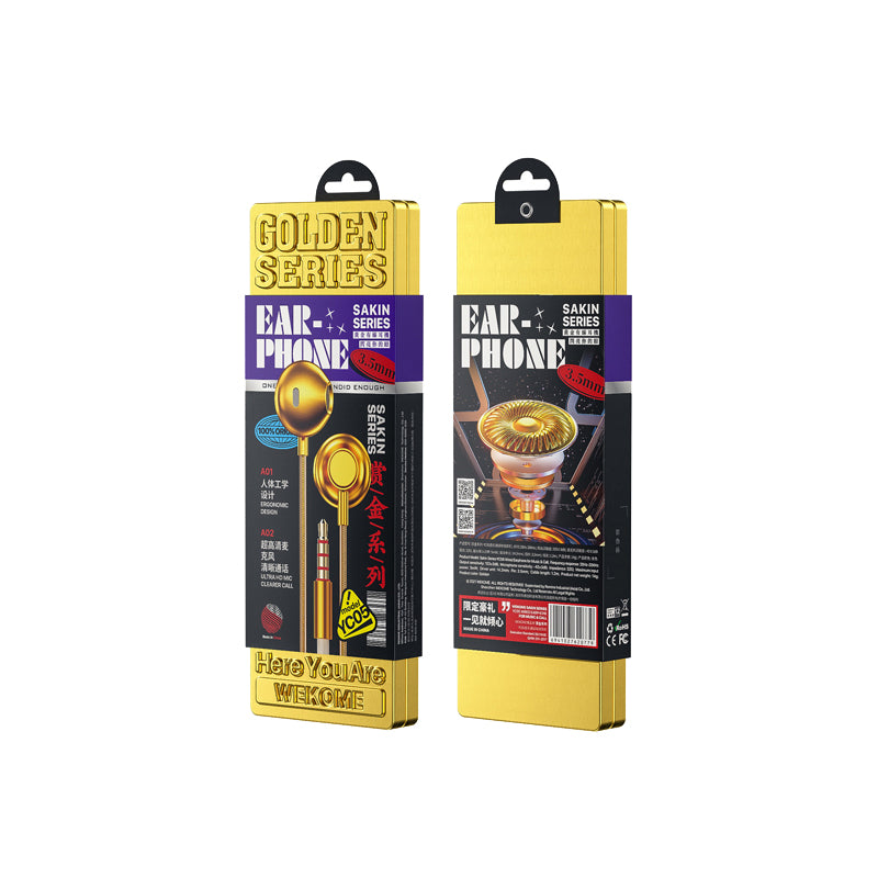 WEKOME YC05 Sakin serija - 3,5 mm lizdo laidinės ausinės (aukso spalvos)