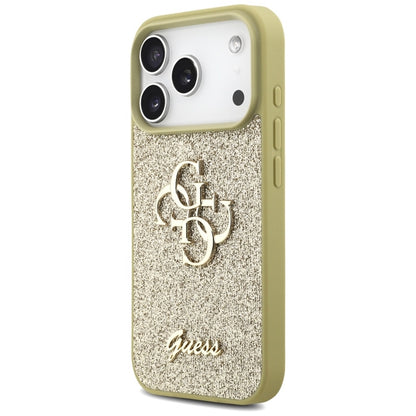 Guess Dėklas "Fixed Glitter Big 4G" iPhone 17 Pro (auksinis)