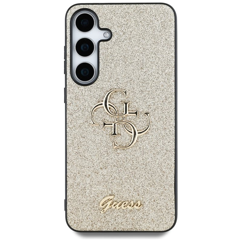 Guess Fixed Glitter Big 4G Metal Logo – dėklas Samsung Galaxy S25 (auksinis)