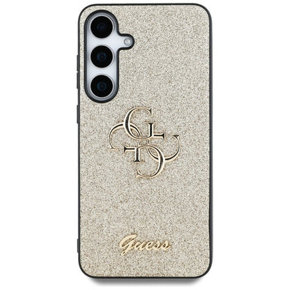 Guess Fixed Glitter Big 4G Metal Logo – dėklas Samsung Galaxy S25 (auksinis)