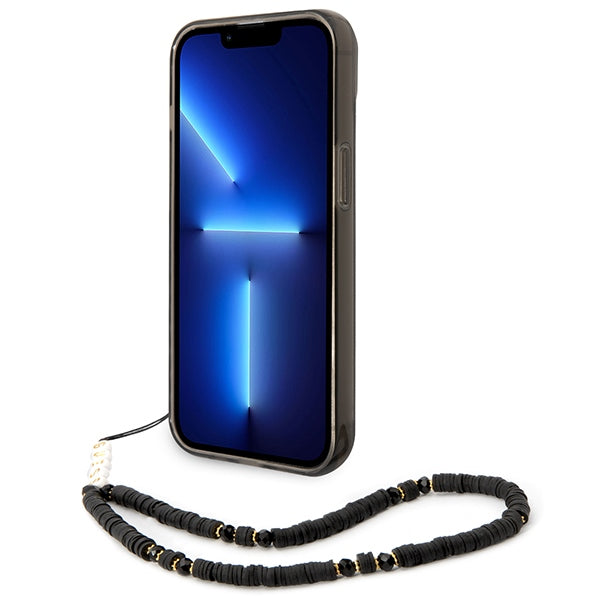 Guess Translucent Pearl Strap – dėklas skirtas „iPhone 14 Plus“ (juodas)