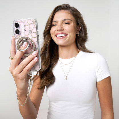 Case-Mate Floral Gems MagSafe – dėklas iPhone 16 Plus (auksinis)