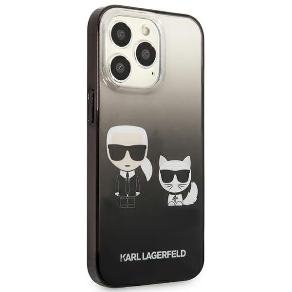 Karl Lagerfeld Gradient Ikonik Karl & Choupette – dėklas, skirtas „iPhone 13 Pro“ (juodas)