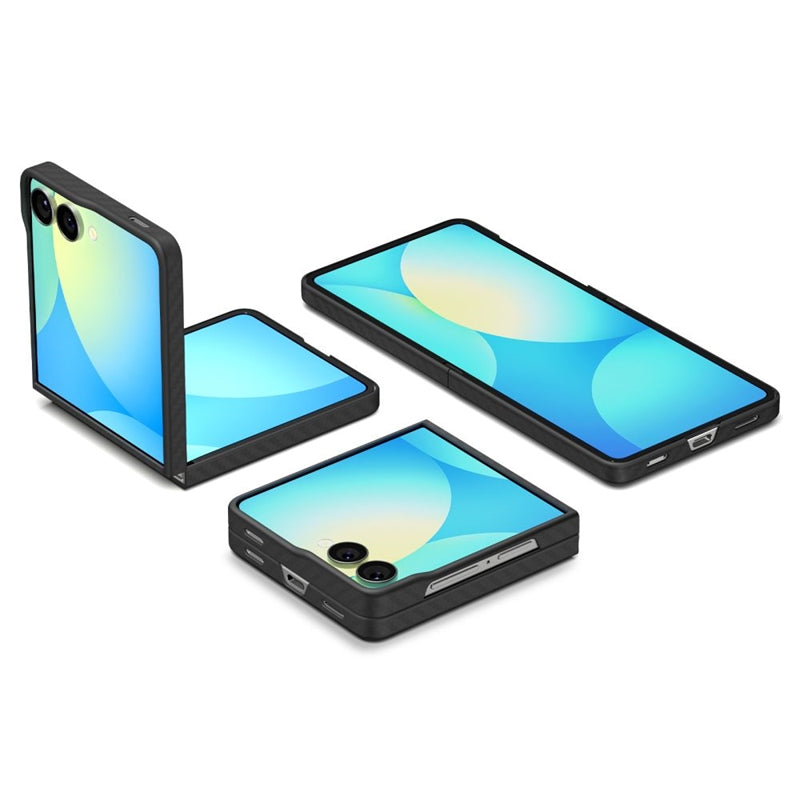 Spigen Airskin Aramid – Dėklas, skirtas Samsung Galaxy Z Flip 7 (juodas)