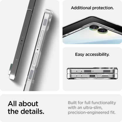 Spigen Airskin Mag MagSafe – dėklas, skirtas Samsung Galaxy Z Flip 7 (Skaidrus/Baltas)
