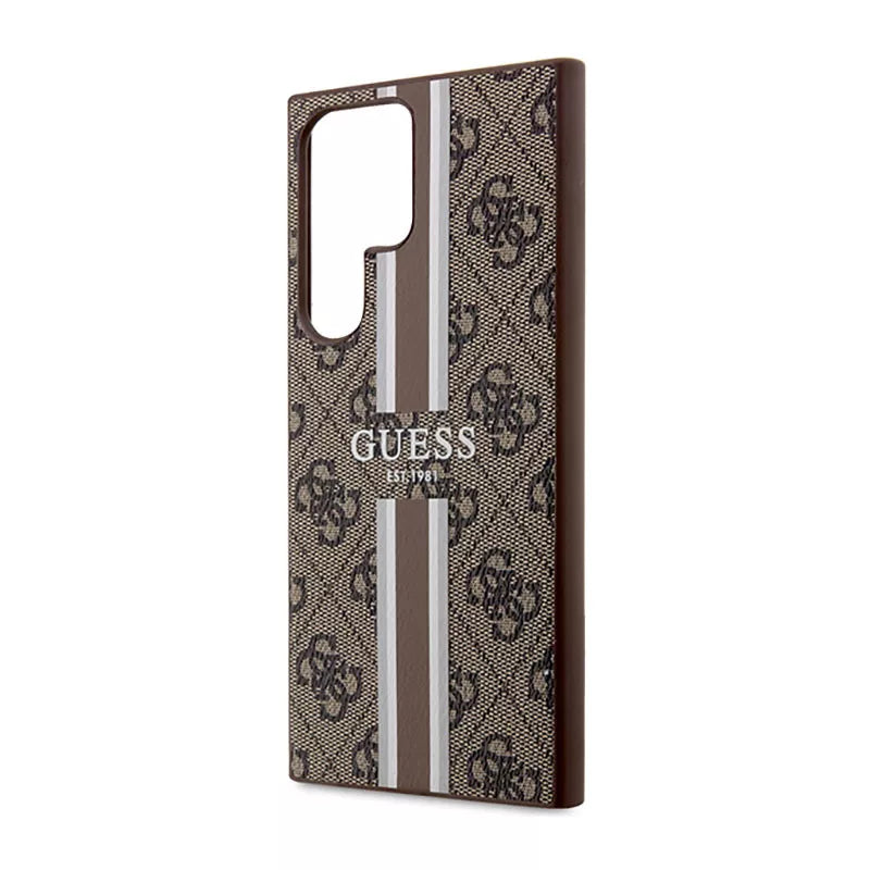 Guess 4G Printed Stripe – dėklas Samsung Galaxy S23 Ultra (rudas)