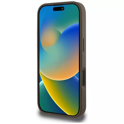 Guess Grūdėtas Karštas Spauda Bijūnų Trikampis Logotipas MagSafe - Dėklas skirtas iPhone 16 Pro Max (ruda)