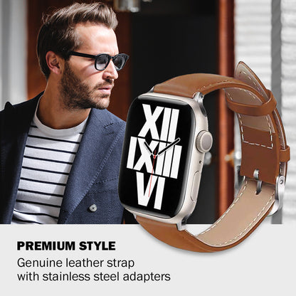 Crong Noble apyrankė – natūralios odos dirželis, skirtas „Apple Watch“ 44/45/46/49 mm (Mokka)