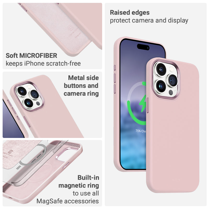 Crong Color Cover LUX Magnetic - „iPhone 15 Pro“ dėklas su MagSafe (rožinis)