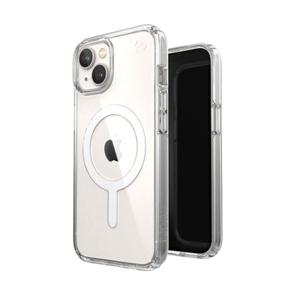 Speck Presidio Perfect-Clear + MagSafe – dėklas, skirtas iPhone 14 / iPhone 13 su MICROBAN danga (skaidrus)