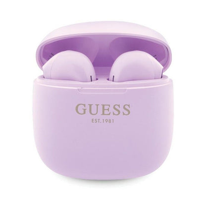 Guess True Wireless Script Logo BT5.3 - TWS ausinės + įkrovimo dėklas (violetinė)