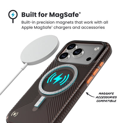 Speck Presidio Lux Grip MagSafe - iPhone 17 Pro dėklas (Luxury Shade Matte / Orange)